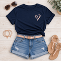 Navy with Rose Gold Heart T-Shirt
