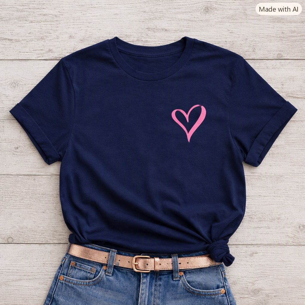 Navy with Pink Heart T-Shirt